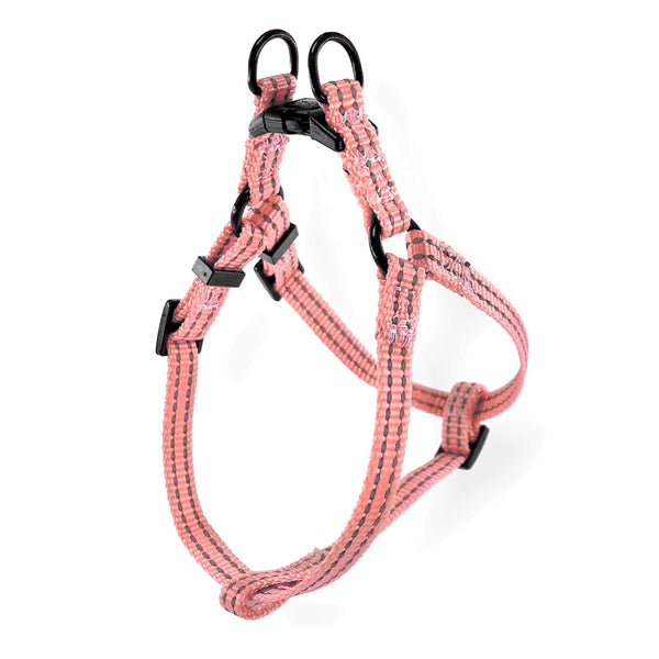 Load image into Gallery viewer, Lightweight Pipco step-in puppy harness in pink with reflective stitching for small dogs