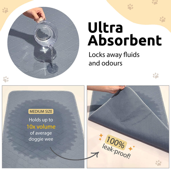 Load image into Gallery viewer, Photos demonstrating the high absorbency and leak proof properties of Pipco reusable puppy training pads