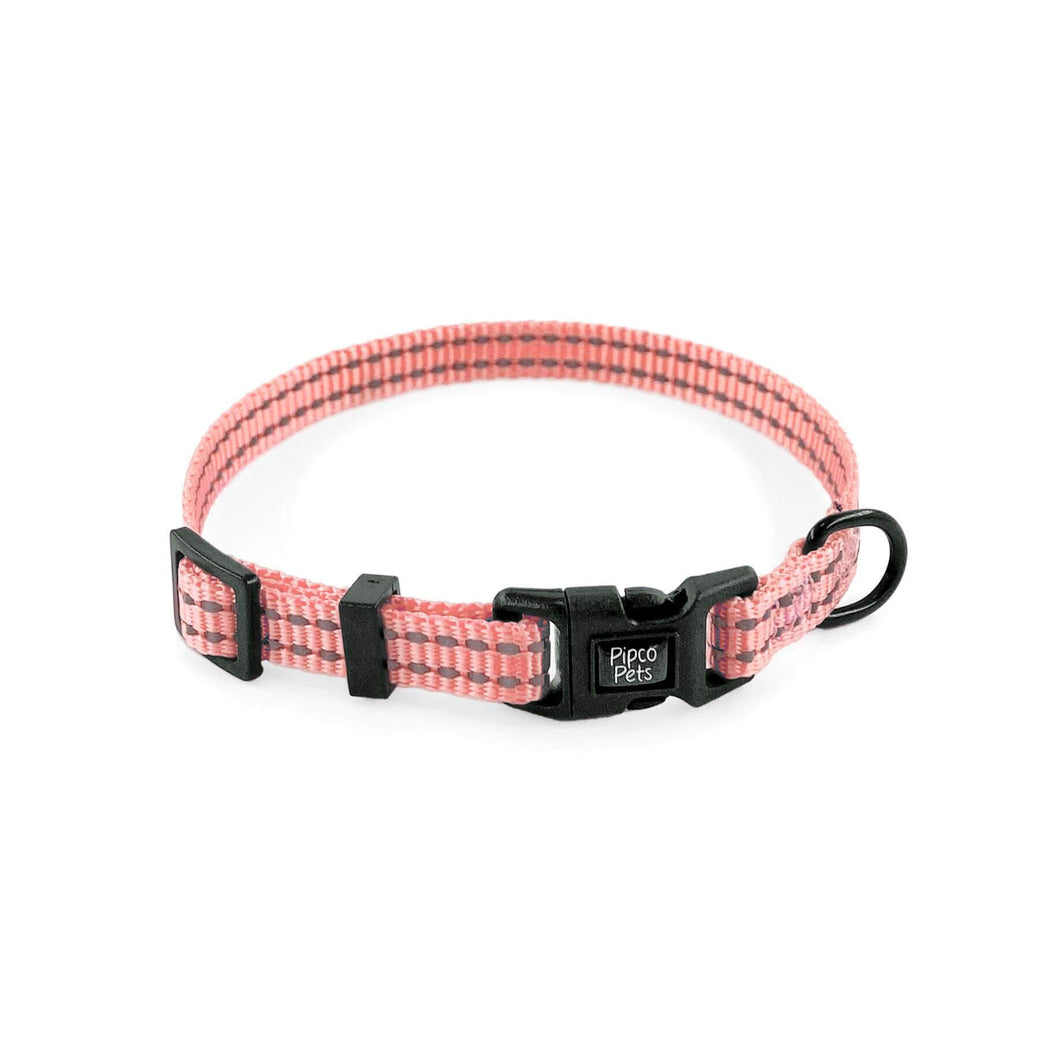 Lightweight Pipco puppy collar in pink with reflective stitching for small dogs