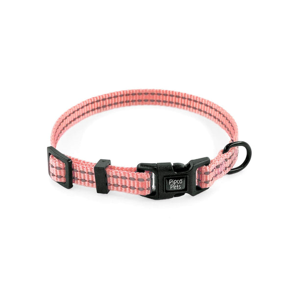 Load image into Gallery viewer, Lightweight Pipco puppy collar in pink with reflective stitching for small dogs
