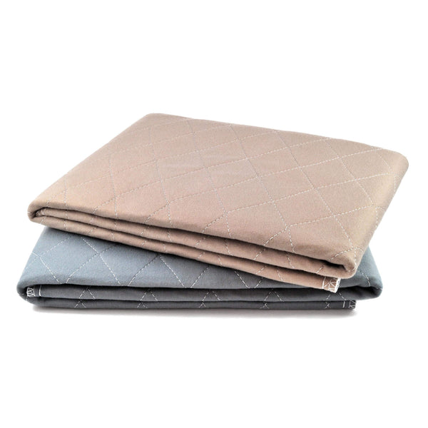 Load image into Gallery viewer, Stack of two folded Pipco Pets washable pee pads one in grey and one in brown
